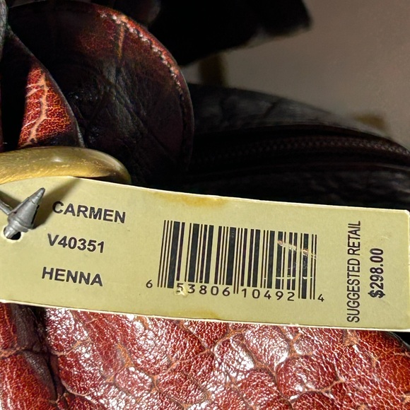 Adrienne Vittadini Brown Croc Embossed Double Tassle Bag 10” x 17” x 2.5” NWT - Picture 13 of 14